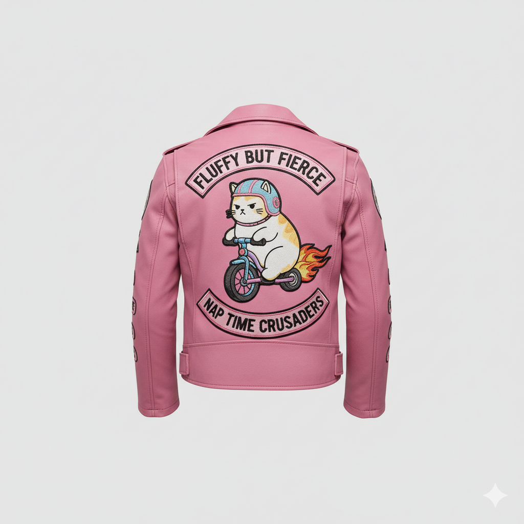 Fluffy Fierce Moto Patch Jacket For Women - Image 3